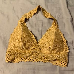 Mustard yellow halter bra. Purchased at Aeropostal, has no tags. Size Medium.